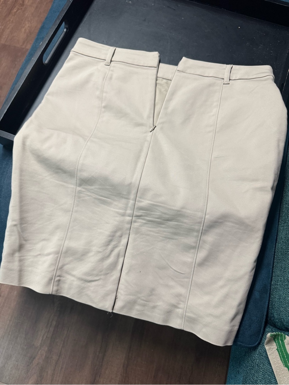 White House Black Market Beige High-Rise Pencil Skirt